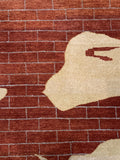 Hand-Knotted Wool Rug in Warm Rust and Beige 4' 03" x 6' 00" | Woven Wonders