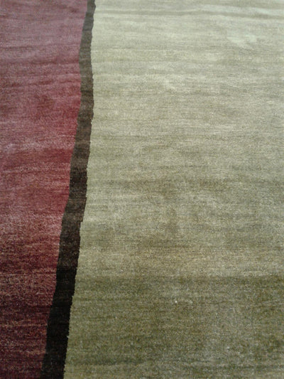 Hand-Knotted Brown & Red Wool Rug 5' 00" x 7' 07" | Woven Wonders