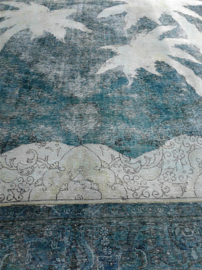 Hand-Knotted Wool Masterpiece  Blue Overdyed Rug – 9' 09" x 12' 00" | Woven Wonders