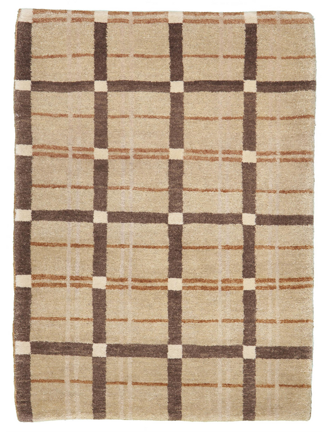 Hand-Knotted Light Brown Wool Rug 2' 02" x 3' 00" | Woven Wonders