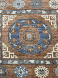 Hand-Knotted Rust Oushak Rug with Blue Accents | Woven Wonders