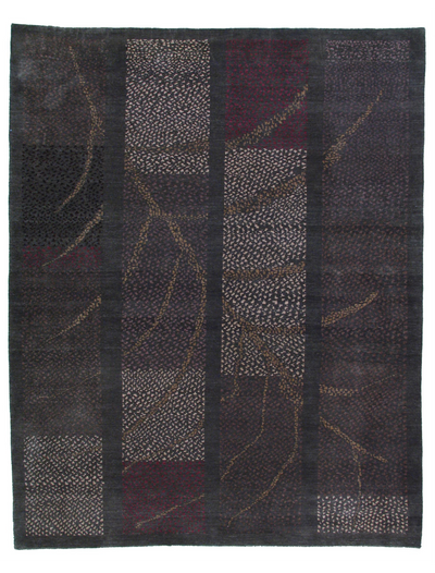Elegant Utopia Hand-Knotted Dark Brown Rug 8' 00" x 10' 02" | Woven Wonders