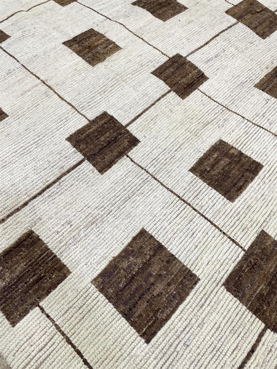 Elegant Moroccan Hand-Knotted Beige Wool Rug | Woven Wonders