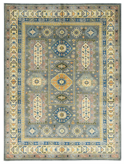 Hand-Knotted Gray & White Wool Rug 5' 00" x 6' 08" | Woven Wonders