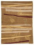 "Hand-Knotted Wool Rug | Brown with Gold Accents | Utopia Collection | 4' 03" x 6' 01" (1.30m x 1.85m) | New Consigned Item"