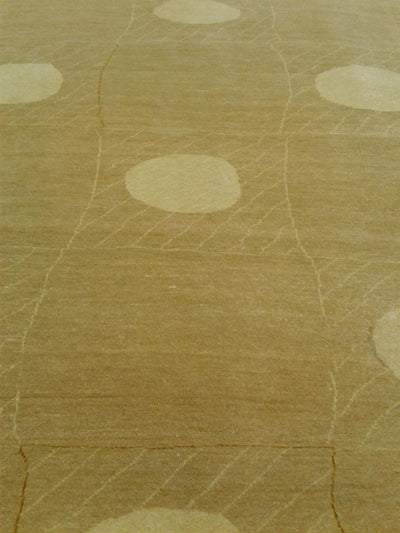 "Hand-Knotted Wool Area Rug - Utopia Collection | 6' 02" x 8' 11" | Gold with Ivory Accents | New Arrival in Los Angeles"