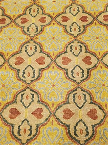 "Hand-Knotted Wool Rug - 9' 04" x 11' 09" | Dark Gold, Green, Rust | Utopia Collection | Available in New Jersey"