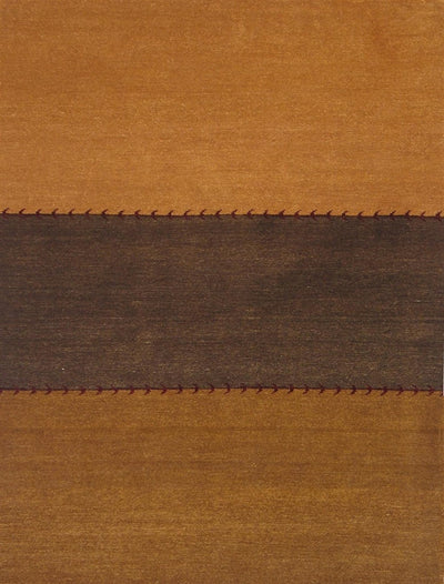 "Hand-Knotted Wool Area Rug - Utopia Collection | 3' 05" x 5' 00" | Camel & Dark Olive Green | New Arrival in Los Angeles"